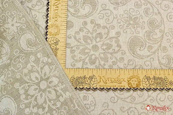 Полульняной жаккард "Кружевная" цв.суровый, ш.1.6м, лен-50%, хлопок-50%, 200гр/м.кв