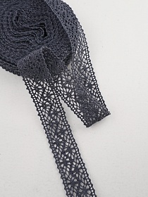 Кружево цв.темно-синий флер, ш.27мм, хлопок-90%, п/э-10%, 10м, рис.101/24