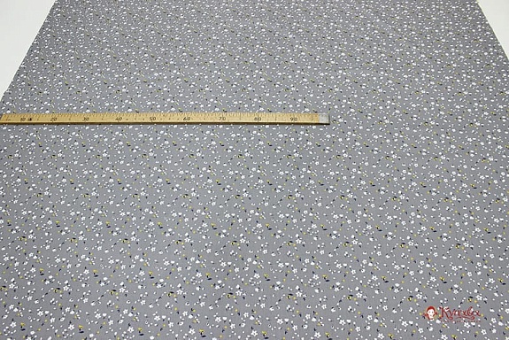 Импорт. хлопок "Цветочная полянка" цв.стальной графит, ш.1.58м, хлопок-100%, 110гр/м.кв