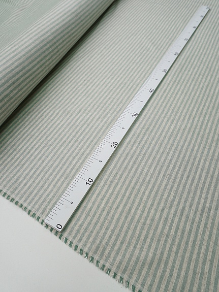 Полульняной перкаль постельный "Полоска (0,5см*0,5см)" цв.морозно-зеленый меланж, (комп), ш.2.2м, лен-30%, хлопок-70%, 120гр/м.кв