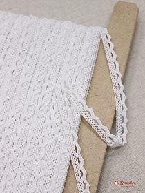 Кружево цв.белый, ш.10мм, хлопок-90%, п/э-10%, рис.075/1