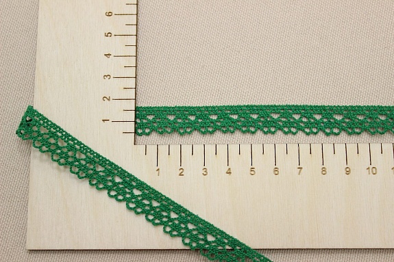 Кружево цв.изумрудно-зеленый-2, ш.12мм, хлопок-90%, п/э-10%