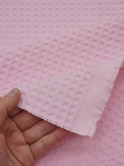 Вафельное премиум-полотно "Italy" цв.Нежно-розовый,  ш.1.5м, хлопок-100%, 240гр/м.кв