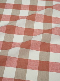 Вареный (стираный) хлопок "Клетка (3.0*3.0см)" цв.св.розово-терракот/беж.с зеленым оттентком, ш.2.5м