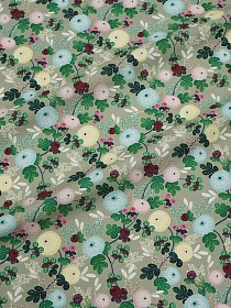 Плательная вискоза Цифр.печать "Цветочные фонарики" цв.сухая трава, ш.1.5м, вискоза-100%, 165гр/м.кв