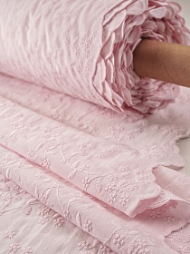 Шитье "Морозная вышивка" (фестоны с 2х сторон) цв.розовая пудра, ш.1.35м, хлопок-100%, батист