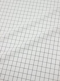 Вареный (стираный) хлопок "Черная клетка (1.6*1.8см) на молочно-белом", ш.2.5м, хл-100%, 115гр/м.кв