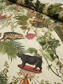 Интерьерный хлопок "Чудо джунгли" цв.св.телесно-желтый, ш.1.5м, хлопок-100%, 250гр/м.кв