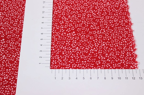 Штапель "Мелкая цветочная рябь на красном", СОРТ2, ш.1.41м, вискоза-100%, 90гр/м.кв