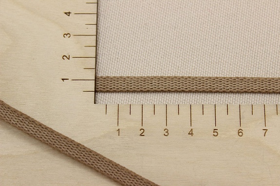 Шнур плоский цв.светлый орех, ш.8мм, хлопок-100%