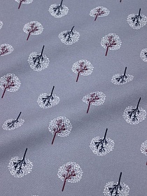 Плательный хлопок "Снежные деревья" цв.серая дымка, СОРТ2, ш.1.45м, хлопок-100%, 115гр/м.кв