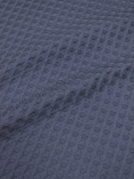 Вафельное премиум-полотно "Бохо" цв.темно-серый с лазурным оттенком, ш.1.45м, хл-100%, 240гр/м.кв
