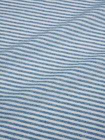 Полулен постельный с эфф. мятости "Лазурно-синий меланж-узкая полоска", (комп), ш.2.65м