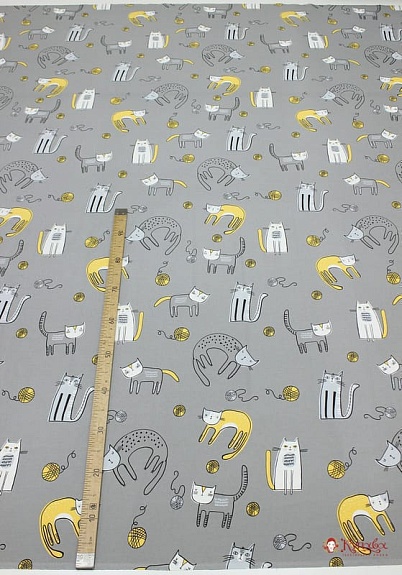 Поплин "Сонные котики", ш.2.2м, хлопок-100%, 115гр/м.кв