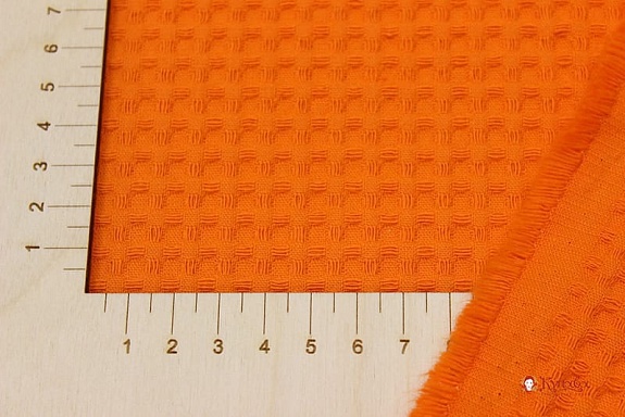 Вафельное премиум-полотно "Italy" цв.Ярко-оранжевый, ш.1.5м, хлопок-100%, 240гр/м.кв