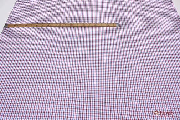 Ткань блузочно-сорочечная "Красно-сине-белая клетка", ВИД2, ш.1.5м, хлопок-100%, 125гр/м.кв