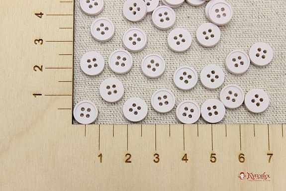 Пуговица пластмасса, цв.бл.бежево-сиреневая дымка, 8мм, 4 отверстия