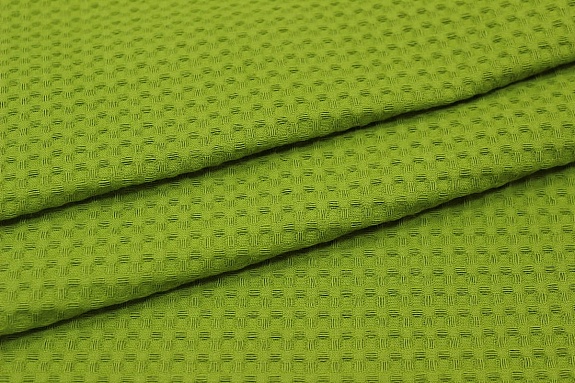 Вафельное премиум-полотно "Italy" цв.Насыщенный зелено-оливковый, ш.1.5м,  хлопок-100%, 240гр/м.кв 