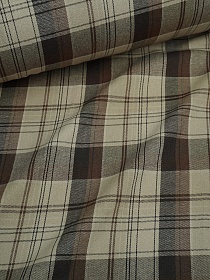 Фуле "Клетка" цв.бежево-зеленый/коричневый, ш.1.45м, хлопок-100%, 140гр/м.кв