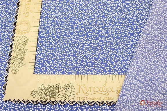 Штапель "Мелкая цветочная рябь на синей джинсе", ш.1.44м, вискоза-100%, 100гр/м.кв