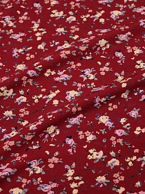 Штапель Премиум "Цветочная грация" цв.вишневый, ш.1.45м, вискоза-100%, 120гр/м.кв