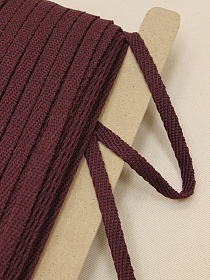 Шнур плоский рыхлый цв.Темная вишня, ш.10мм, хлопок-90%, п/э-10%