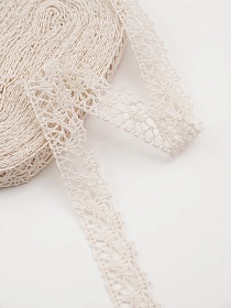 Кружево цв.суровый, ш.20мм, хлопок-100%, 10м, рис.015/3