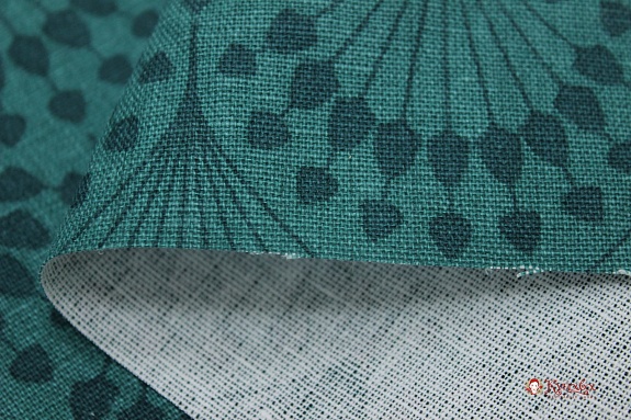 Мерный лоскут (ткань в отрезах) - Хлопколен "Веера" цв.морская волна, СОРТ2, ш.1.5м, лен-9%, хл-91%