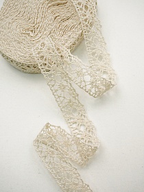 Кружево цв.св.бежево-молочный, ш.20мм, хлопок-100%, 10м, рис.015/2