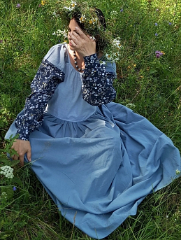 Платье из батистовой вуали "Аромат цветов" и вареного хлопка