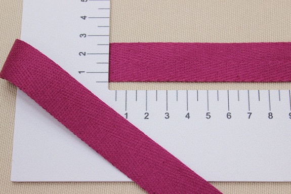 Лента киперная цв.розовая фуксия, ш.21мм, хлопок-100%