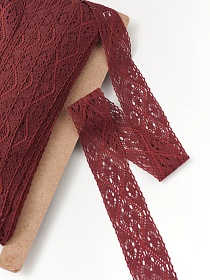 Кружево цв.винтажно-бордовый/красный, ш.45мм, хлопок-90%, п/э-10%, рис.136/17