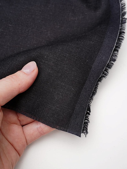 Лен с вискозой с эффектом мятости цв.Черный, ш.1.45м, лен-56%, вискоза-44%, 145гр/м.кв