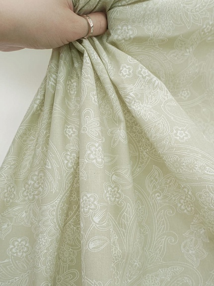 Бязь "Загадочный цветок - монохром" цв.оливково-серый, (комп), ш.1.5м, хлопок-100%, 110гр/м.кв