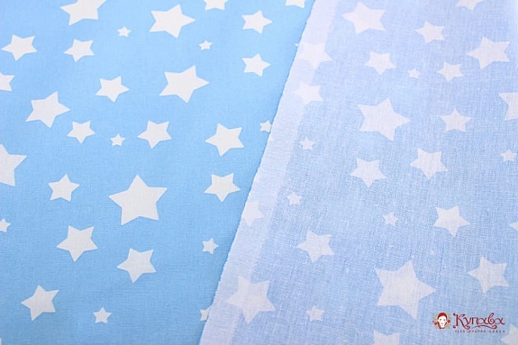 Бязь "Звездный дождь на голубом", ш.1.5м, хлопок-100%, 120гр/м.кв