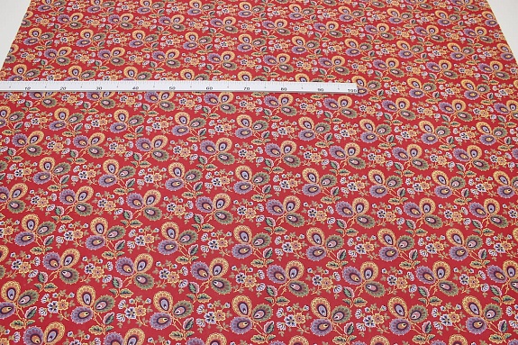 Поплин "Павушка" цв.красный, СОРТ2, ш.1.5м, хлопок-100%, 110гр/м.кв