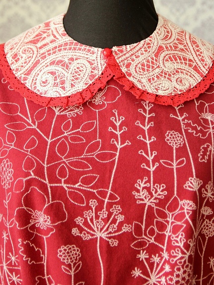 Платье из теплого хлопка "Флора - пунктир"