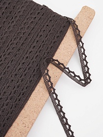 Кружево цв.темный шоколад, ш.10мм, хлопок-90%, п/э-10%, рис.075/10