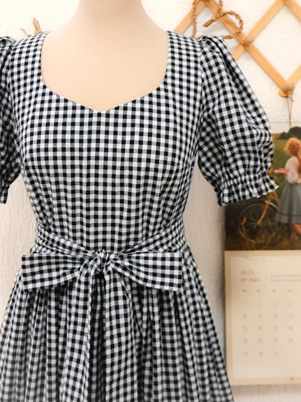 Платье из вареного хлопка в клеточку