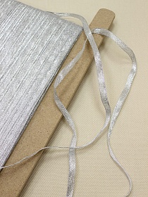 Лента металлизированная цв.серебро, 7мм, п/э-63%, метанит-37%