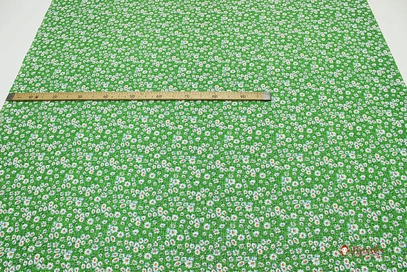 Бязь "Ромашки на зеленом", ш.1.5м, хлопок-100%, 120гр/м.кв