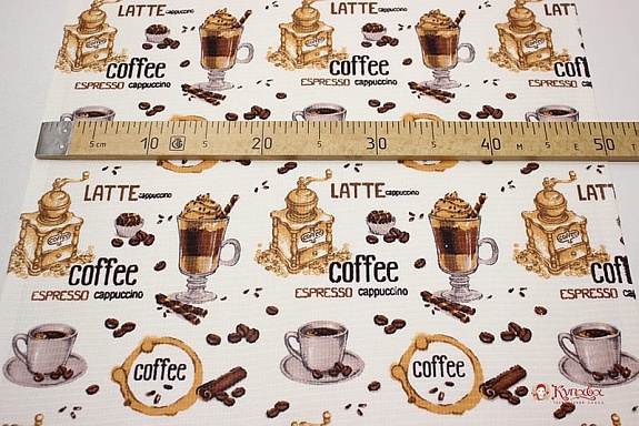 Вафельное полотно (холст) "Кофе", ш.0.5м, хлопок-100%, 165гр/м.кв