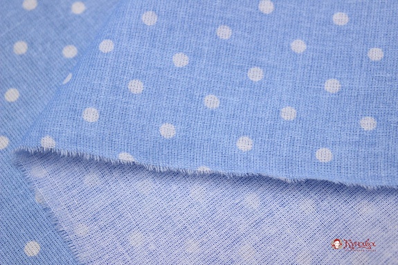 Поплин "Редкий горох на голубом", СОРТ2, ш.1.5м, хлопок-100%, 115гр/м.кв