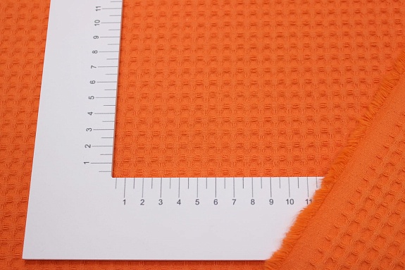 Вафельное премиум-полотно "Italy" цв.Оранжевый, ш.1.5м, хлопок-100%, 240гр/м.кв