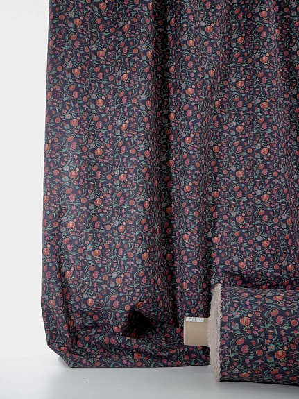 Хлопколен "Чудный вьюнок" цв.чернильный, ш.1.5м, лен-20%, хлопок-80%, 170гр/м.кв