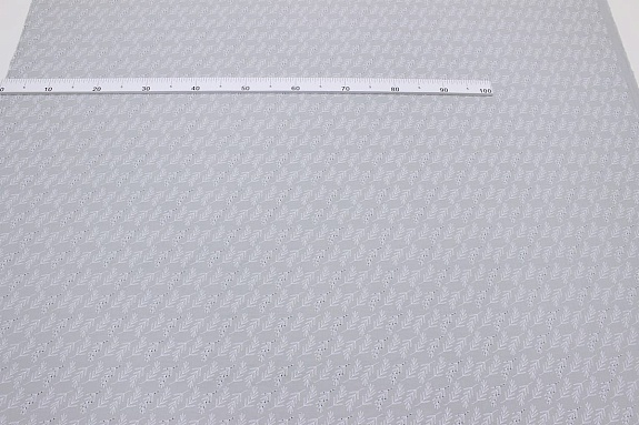 Муслин двухслойный с эф.жатости "Веточки" цв.серый с мятным оттенком, ш.1.34м, хлопок-100%