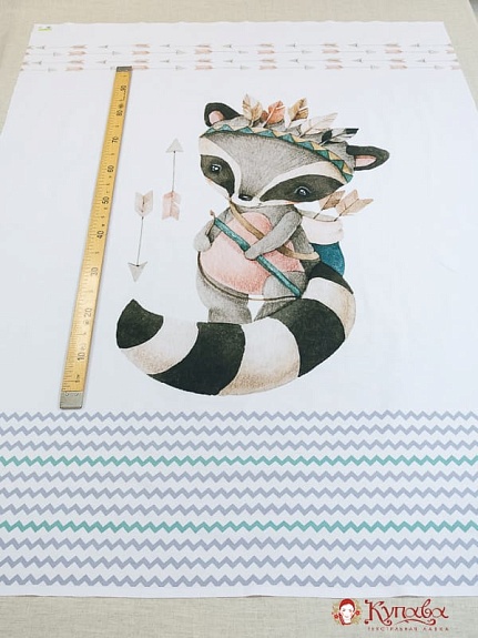 БРАК(цена снижена)Перкаль Купон детского пододеяльника "Охотники", 112*150см, хлопок-100%,110гр/м.кв