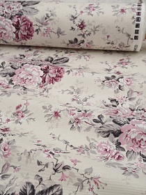 Ткань Дак "Примавера - сиреневые цветы", ш.1.8м, хлопок-65%, п/э-35%, 205гр/м.кв