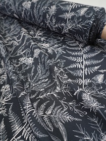 Плательная вискоза "Ягодки можжевельника" цв.чернильно-черный, ш.1.5м, вискоза-80%, нейлон-20%