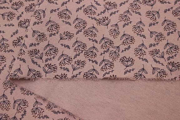Теплый хлопок "Душистые соцветия" цв.винтажный бежево-розовый, ш.1.48м, хлопок-100%, 160гр/м.кв